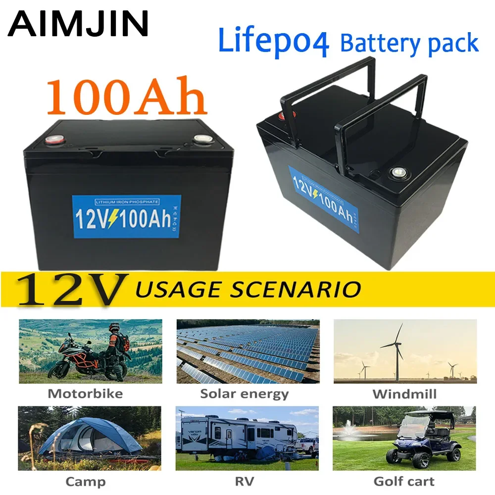 12.8V 100AH LiFePO4 Battery 12V Lithium Iron Phosphate Batteries Cycles inverter Car lighter Universal battery pack