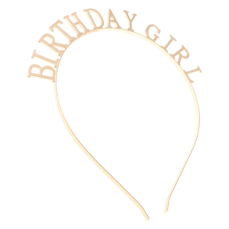 Minimalist Women Metal Alloy Thin Headband Hollow Out Birthday Girl Letters Hair