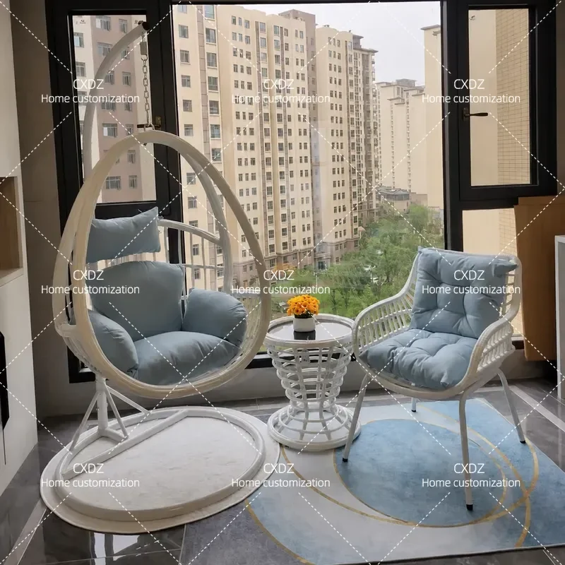 Indoor Hanging Basket Chair Living Room Lazy Swing Cradle Rocking Chair Single Double Seat Hammock Chair with Table for Home