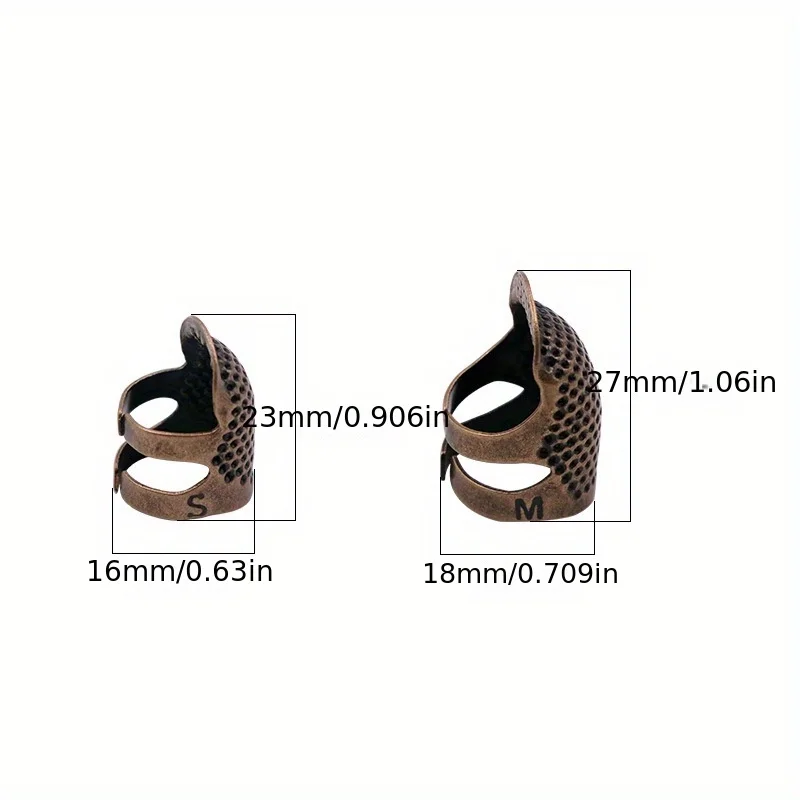 1pc Sewing Tool Finger Thimble Hoop Set Home Hand-sewn Cross-stitch Thimbler Thickened Adjustable Copper Needle Thread image 2