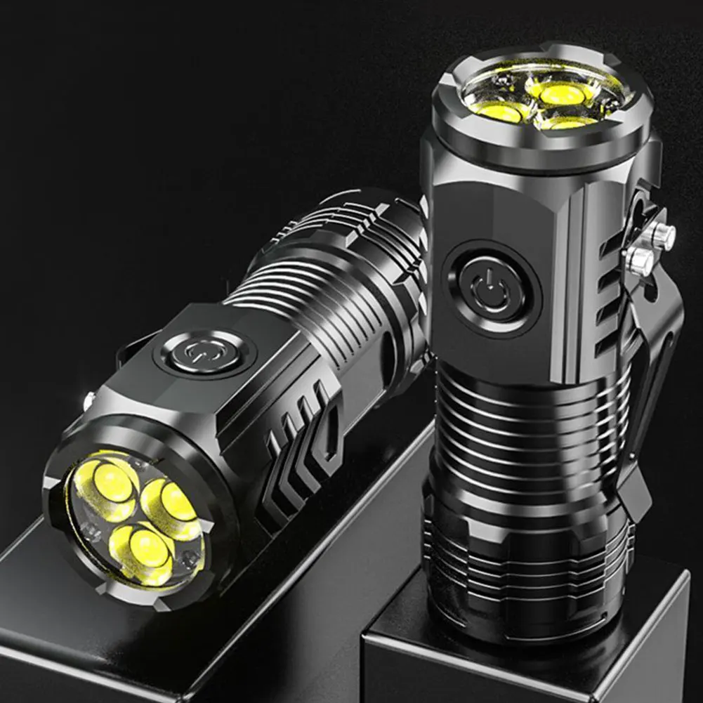 Torcia super luminosa a 3 LED con clip per penna Lampada da tenda da campeggio Riparazione antiscivolo Luce di emergenza Impermeabile per uso in campeggio all'aperto