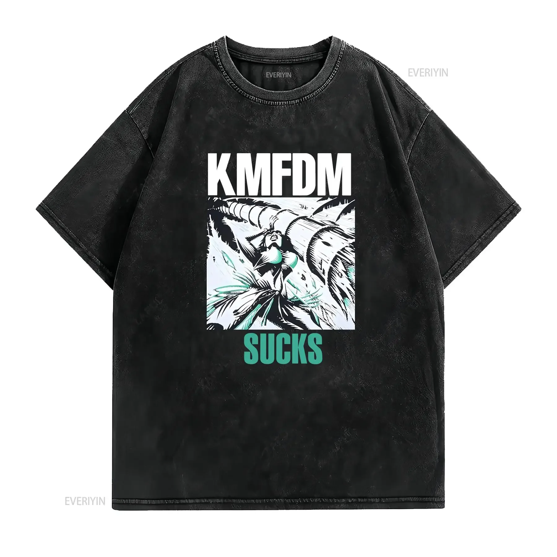 1993 KMFDM Sucks T Shirt BLACK tee gift for men women pupolar vintage Washed Soft Unisex Casual Breathable Versatile
