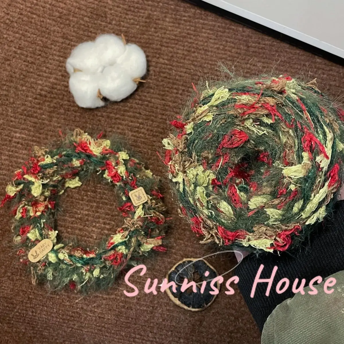 100g/roll Handmade Christmas Feature Yarnthread，vintage Rose Style Mixed Wool Yarn ，woven Bag Florist Decorative Design Yarn