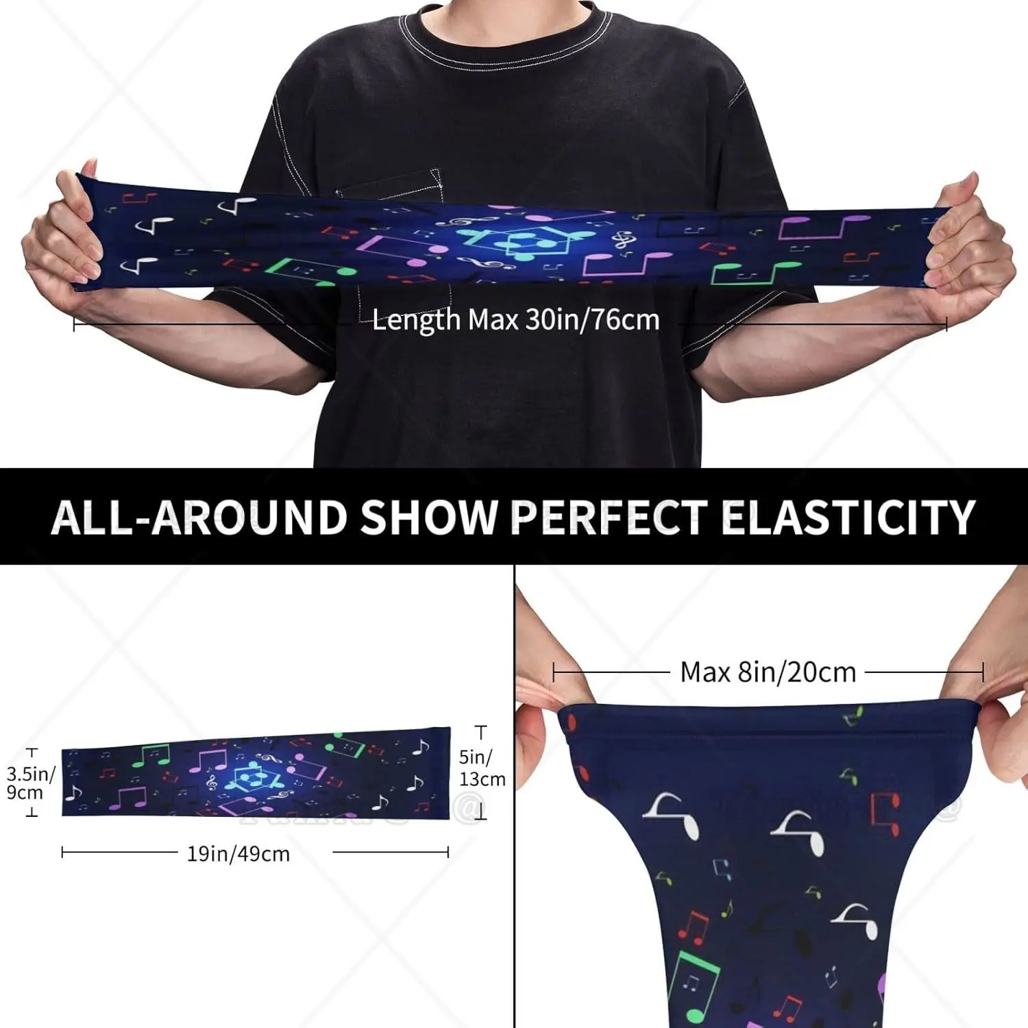 Music Notes Arm Sleeves Music Arm Cover Gardening Notes Cooling Arm Sleeves for Outdoor