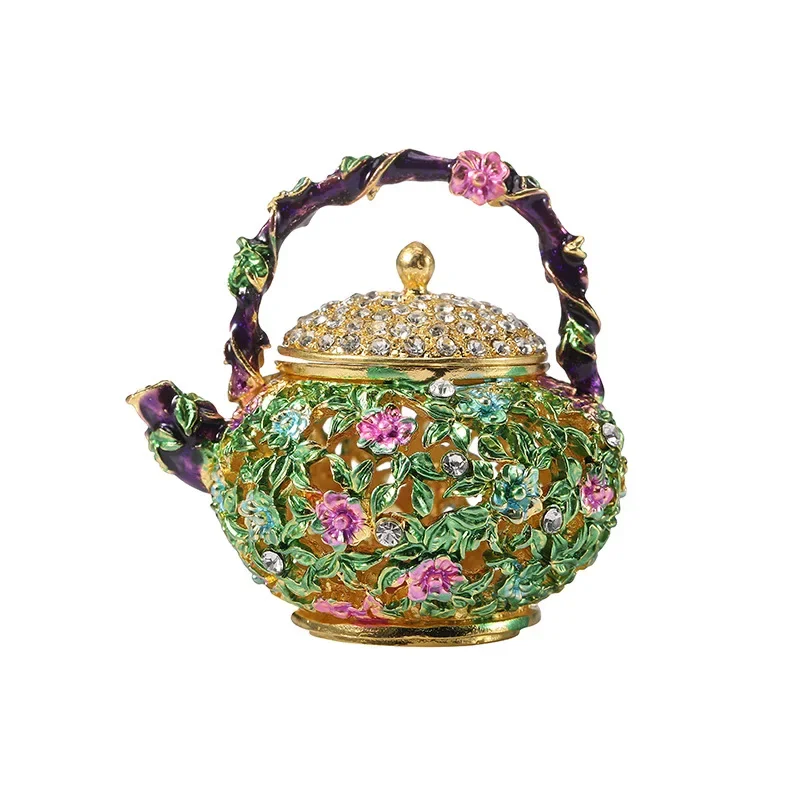 

Fashion Light Luxury Teapot Jewelry Box Zinc Alloy Storage Box High Box
