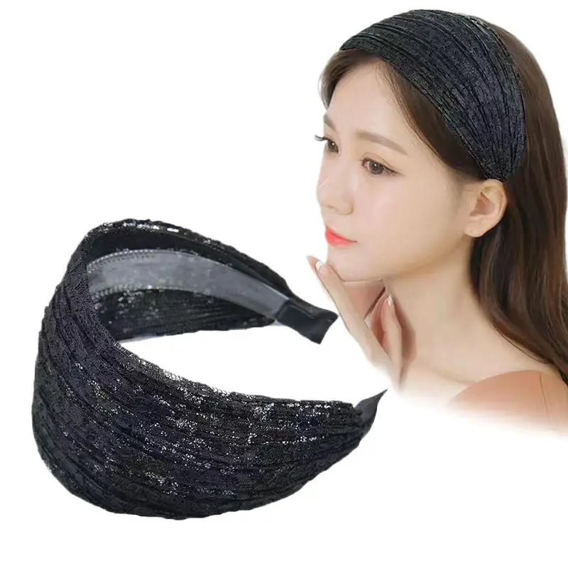 Blumen-Spitzen-Haarspange, breiter Haarreif, Haarband für Damen, Spitzen-Kopfschmuck, breites Haarband für Mädchen. – Detail 6