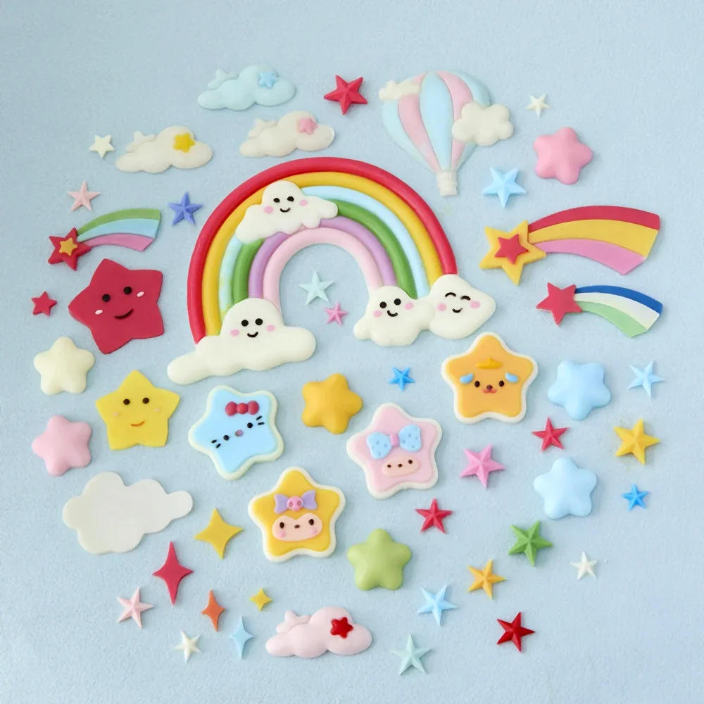 

VERIDIAN Stars Rainbow Silicone Molds Seven-color Rainbow Meteor Cloud Fondant Chocolate Mould Cake Decoration Accessories