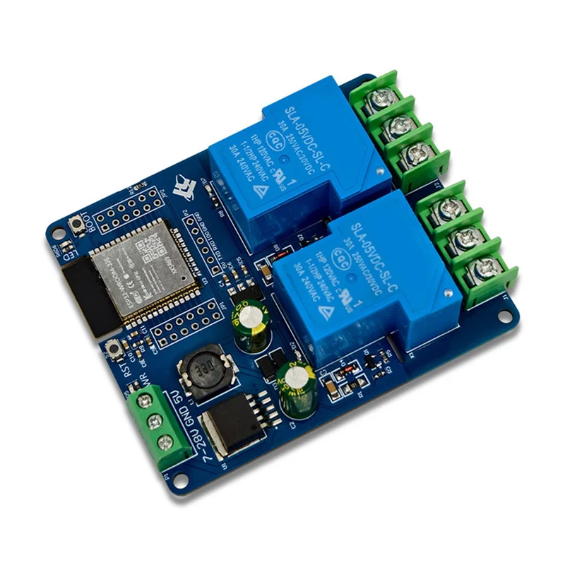 N82R 2X DC7-28/5V Power Supply WIFI Bluetooth 2-Channel 30A Relay Module Development Board ESP32 Secondary Development