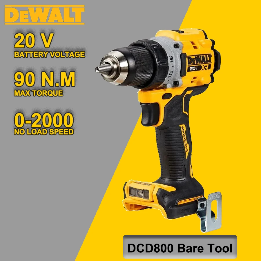 DEWALT 20V XR Brushless Cordless Electric Driver 1/2'' Drill Compact Electric Screwdriver DCD800 Bare Tool