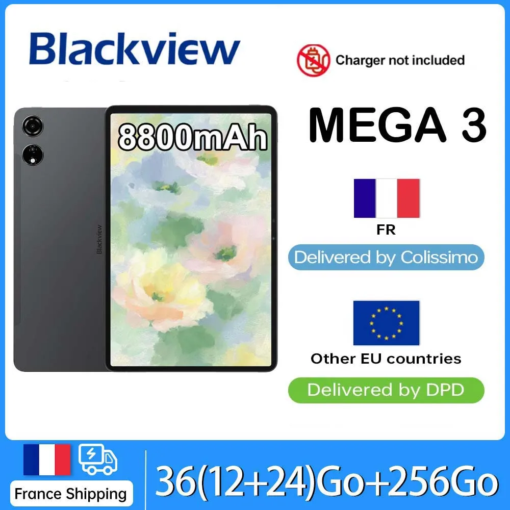 Blackview Mega 3 [без зарядного устройства ЕС] 36 (12+24) ГБ+256 ГБ Планшет 8800 мАч 12,1 дюйма FHD 50 МП + 13 МП Android 15 90 Гц Dual SIM 4G 1080P IPS