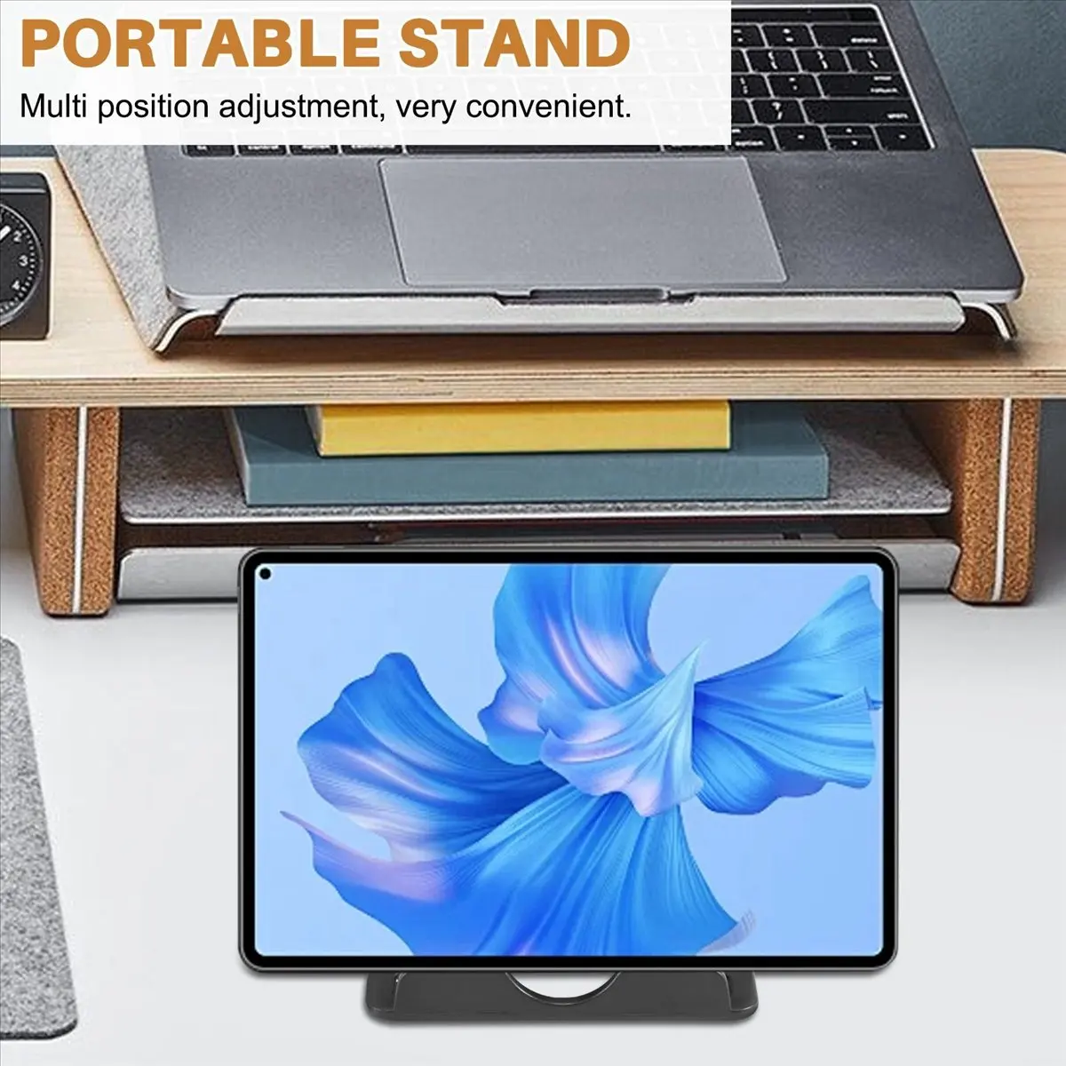 ABAN Tablet Stand Desktop Support Portable Double Folding Stand Suitable for Tablet Stand Black