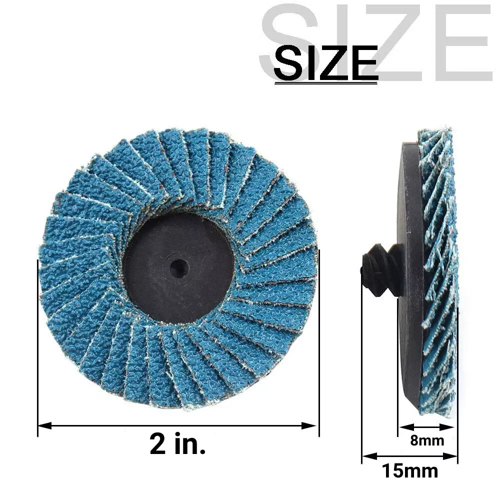 50PCS 2' Zirconia Quick Change Sanding Discs Roll Lock R-Type Sandpaper Abrasive Disc 50mm 1/4' Holder Paint Rust Removal