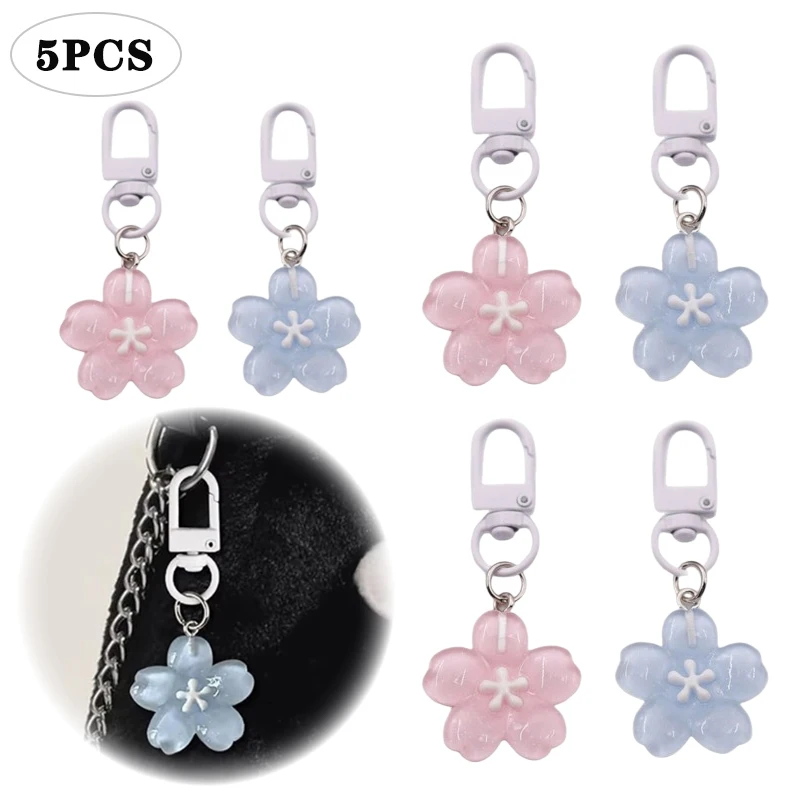 

5 шт., кулон с имитацией вишни, брелок, нежный прозрачный кулон с цветком, автомобильный брелок для подруги, пара, подвеска на рюкзак