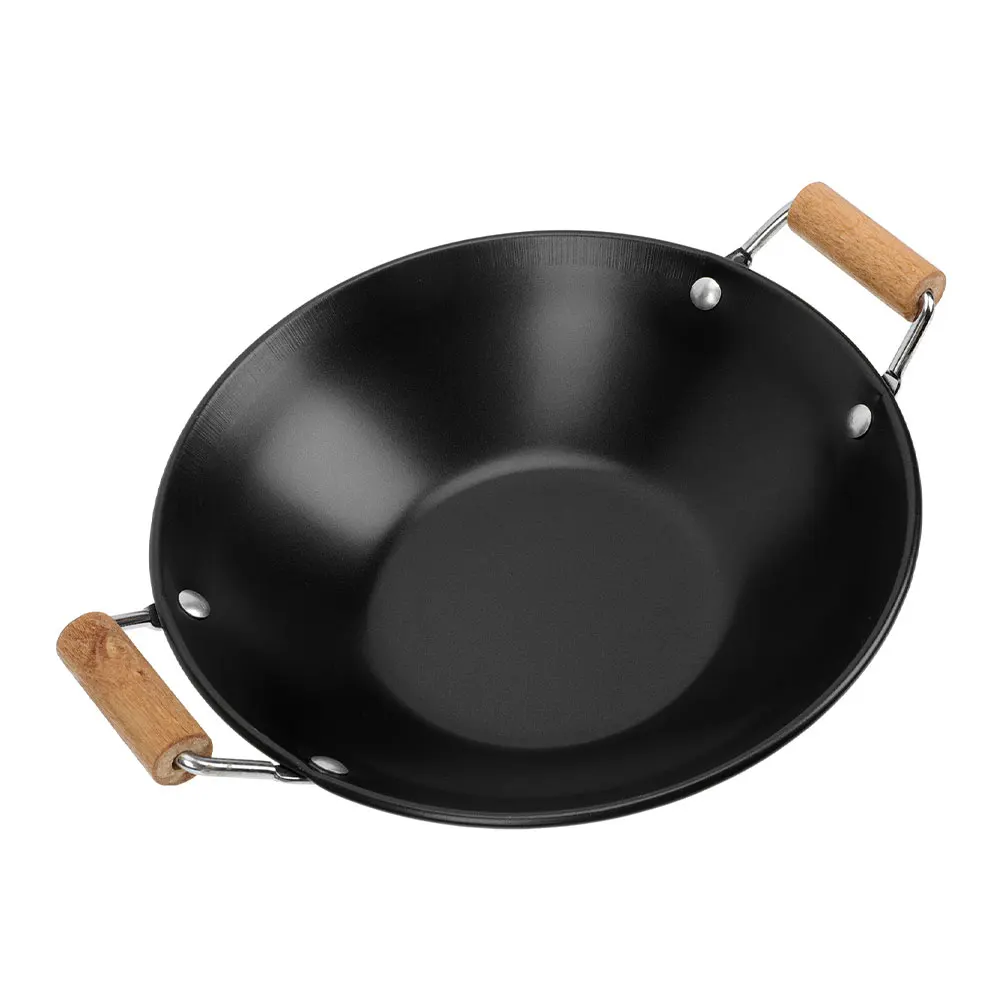 

Anti Overflow Pot 23cm Black Stainless Steel Single Serve Camping Fry Pan Portable Takeout Griddle Wok Small Cooking Pots