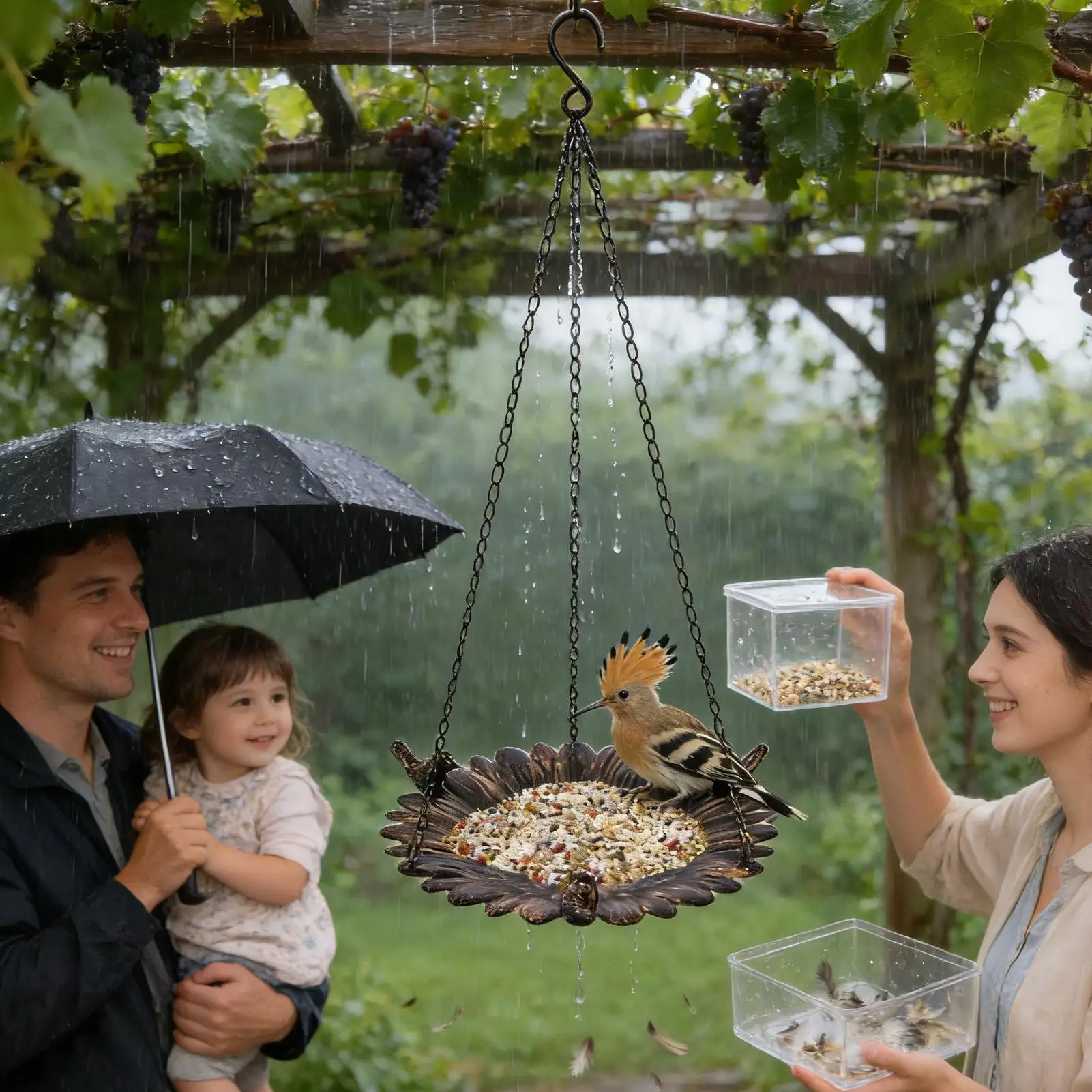 

Wild Bird Feeders Iron Weatherproof Vintage Large Bird Feeders For Outdoors For Garden Patio Porch Balcony Tree Window