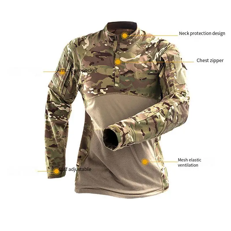 Imagem -06 - Camuflagem Tática Masculina Manga Comprida Roupas de Treinamento Esportivo Conjunto de Terno Sapo Tops de Caminhadas Respiráveis