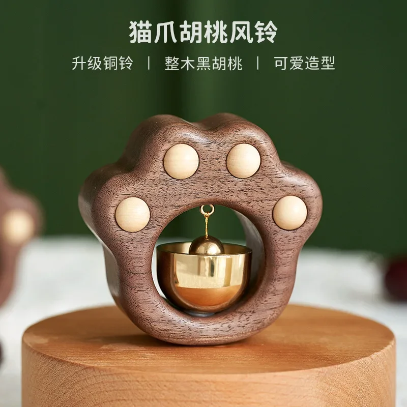 Cat Paw Suction Door Wind Chime Door Bell Gift Solid Wood Ornaments Gift Japanese Valentine's Day Ornaments