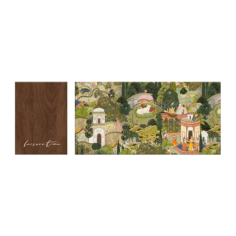 

Medieval style living room sofa background wall decorative painting garden abstract double hanging painting