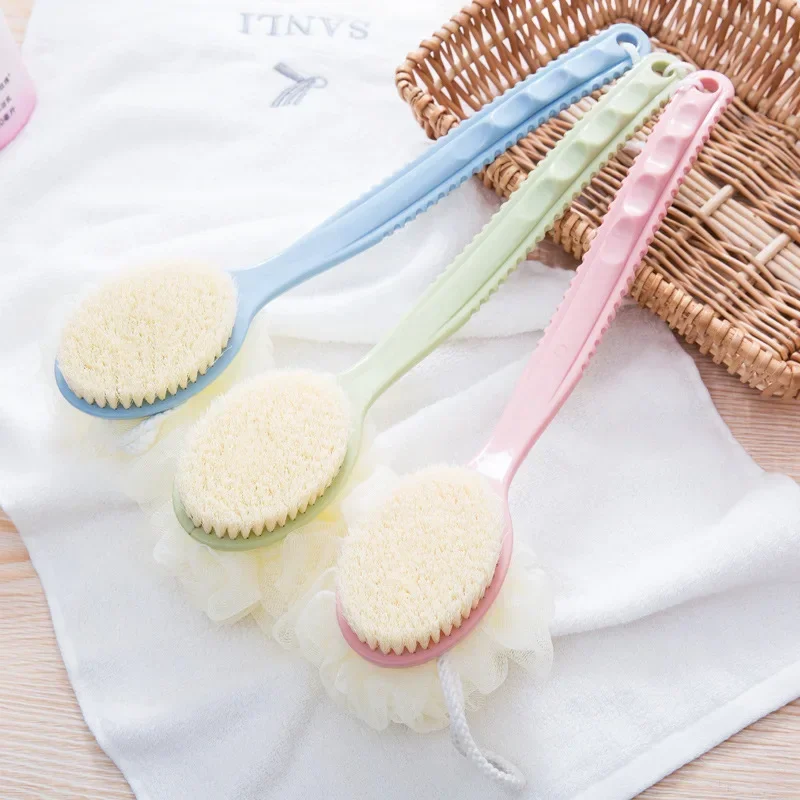 Long Handle Body Massage Shower Brush With Bath Ball Back Rubbing Brush Scrubber Soft Hair Bath Shower Brush Body Brush Skin SPA