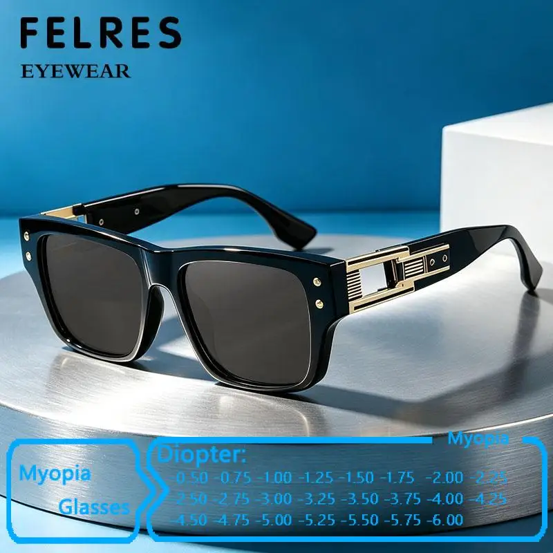 Negative Diopter -0.50 To -6.0 Thick Frame Clear Myopia Glasses Men Women Fashion Outdoor Shade Prescription Nearsighted Eyewear