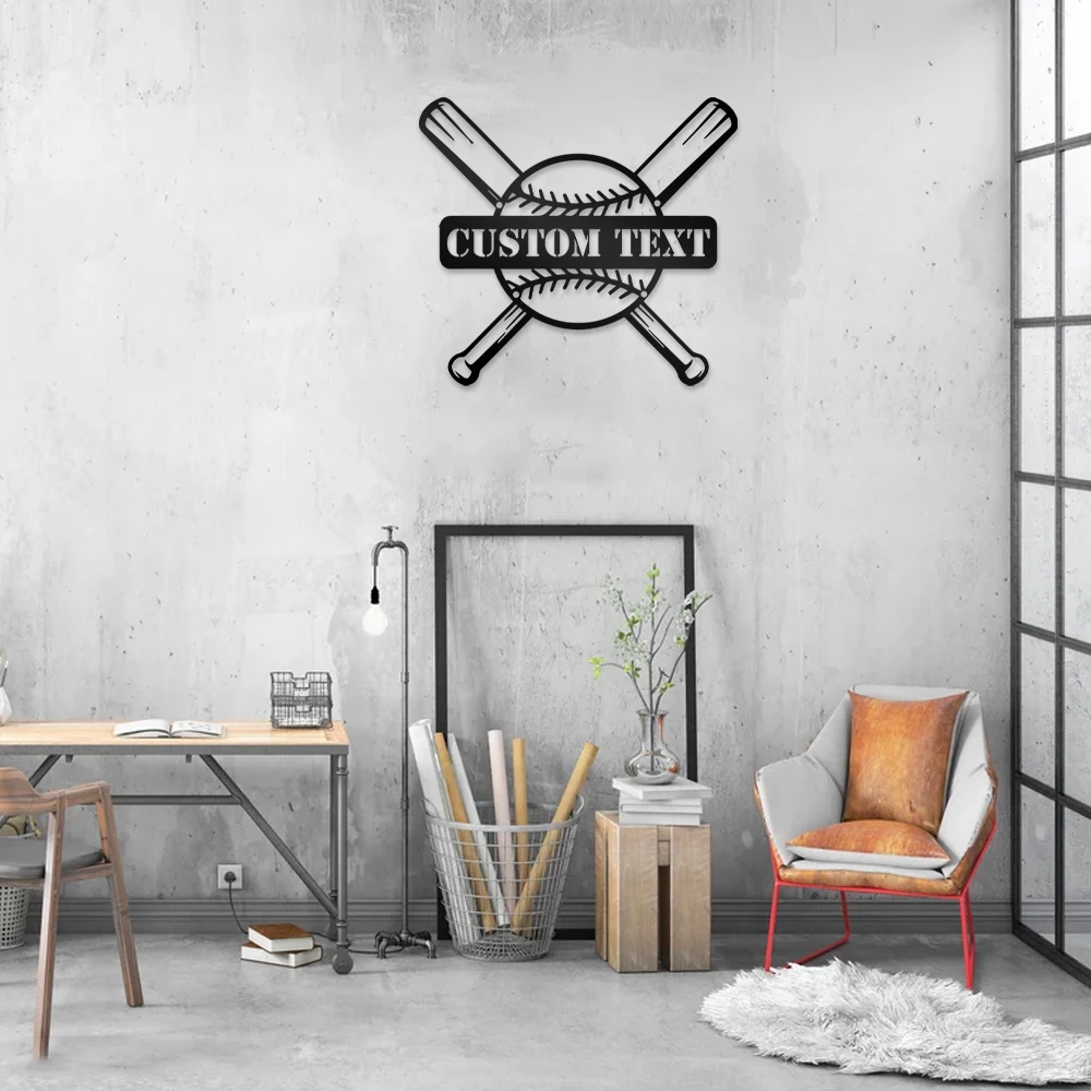 

1pc cool baseball tool Customized Name Tin Wall Signs Metal Wall Plaque For Living Room Kids Room