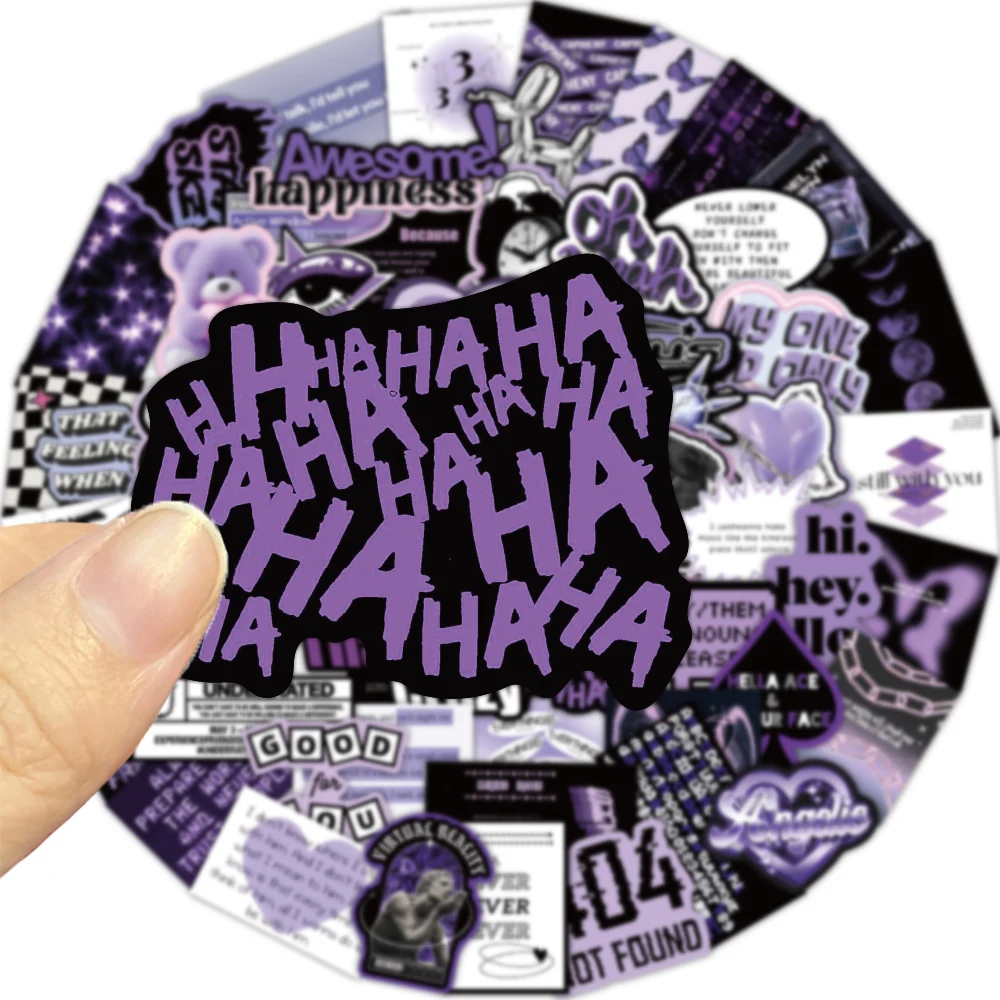 60PCS Ins Style Cool Black Purple Dark Graffiti Stickers Scrapbooking Collage Material DIY Skateboard Helmet Phone Case Stickers view 3