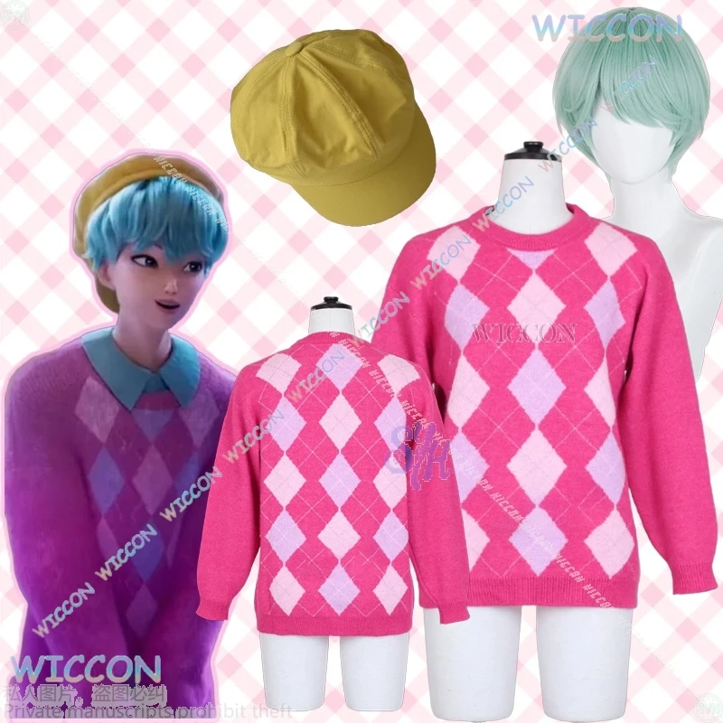 

Аниме фильм Saja Boys Baby Косплей Kpop Demon SODA POP Костюм Kawaii Прекрасный ярко-розовый свитер 코스프레 Желтая шляпа Милый Хэллоуин Cos