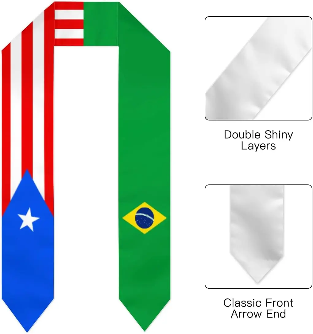 Puerto Rico Flag Mix Brazil Flags Graduation Stoles Shawl Sash Scraf For Students Graduation Season