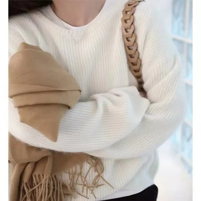 Autunno inverno nuovo girocollo maglione di cashmere femminile sciolto versione coreana pigro vento lana lavorato a maglia fuori indossare maglione