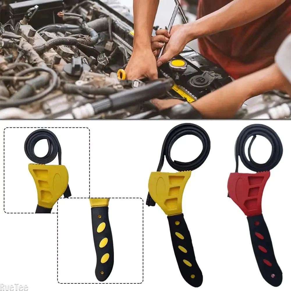 Multifunctional Belt Wrench Adjustable Rubber Strap Jar Wrench Cartridge Pipe Wre Filter Oil Disassembly 6in