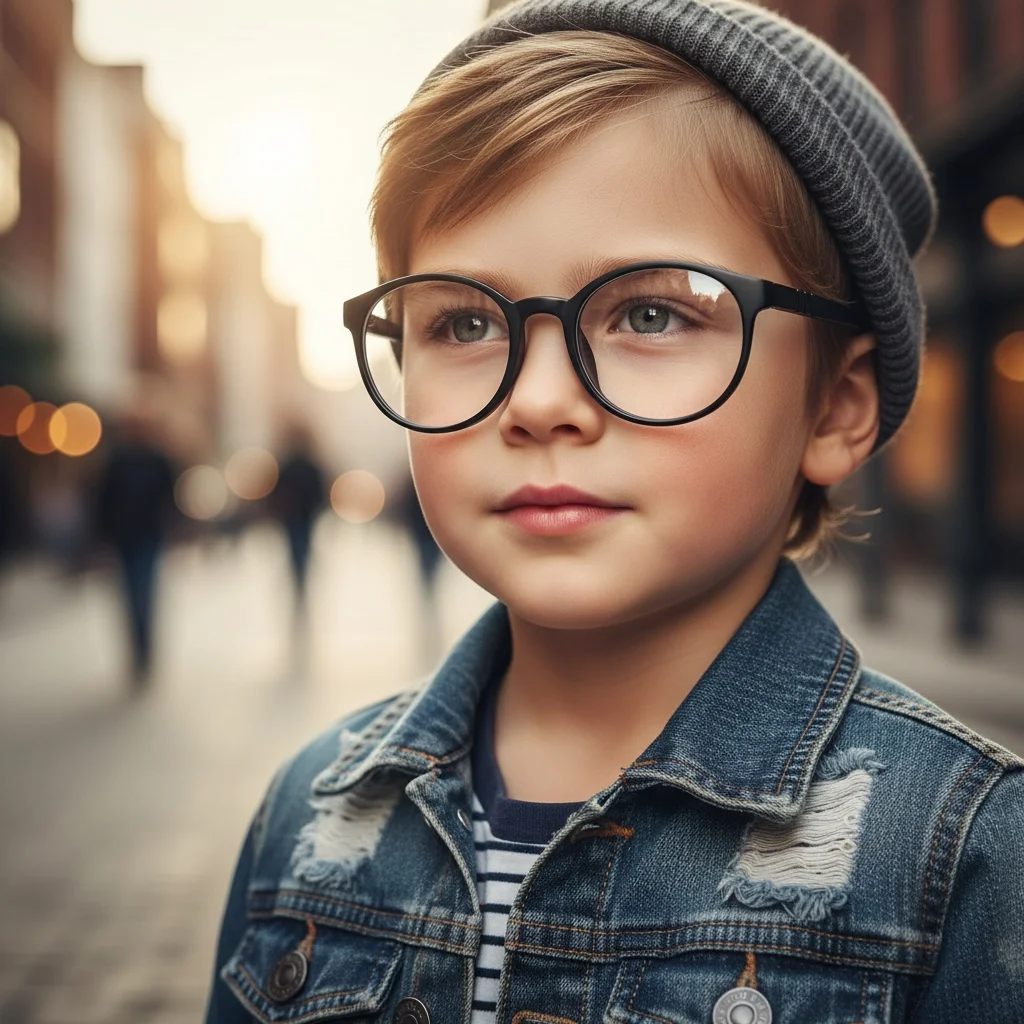 Cute Round Frame Kids' Glasses, Bendable Frame, Relieve Eye Fatigue, Blue Light Blocking Non-Prescription Eyewear 1013