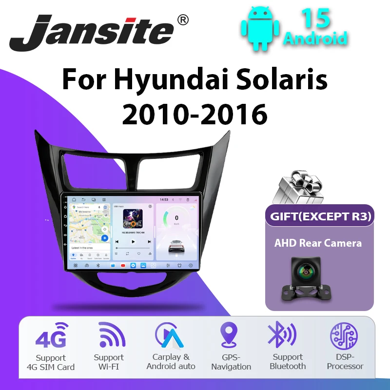 Jansite Android 15 Car Radio 2din For Hyundai Solaris Verna Accent 1 2010-2016 Multimedia Video Player GPS Navigaion Head unit
