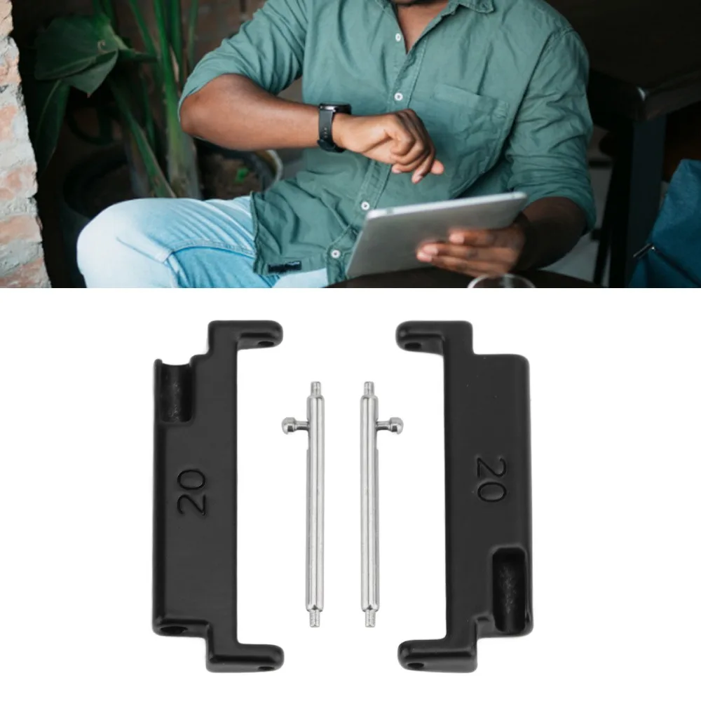 1 Paar schwarze Farbe Uhrenarmband-Adapter 20 bis 22 mm Metallmaterial Bandverbindungsadapter Uhrenarmband-Anschluss