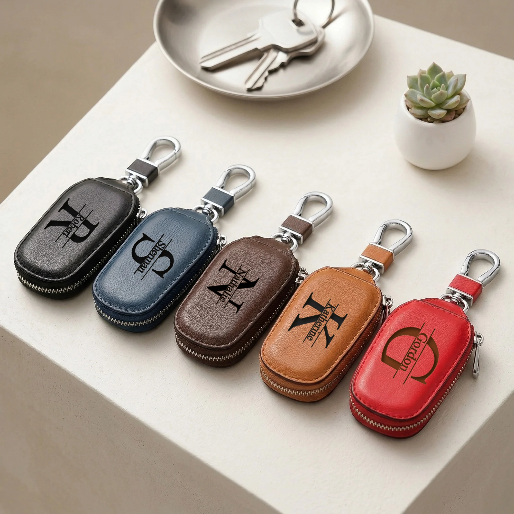 Casing Kunci Ritsleting Kustom - Monogram Keychain Leather ulasan dan harga