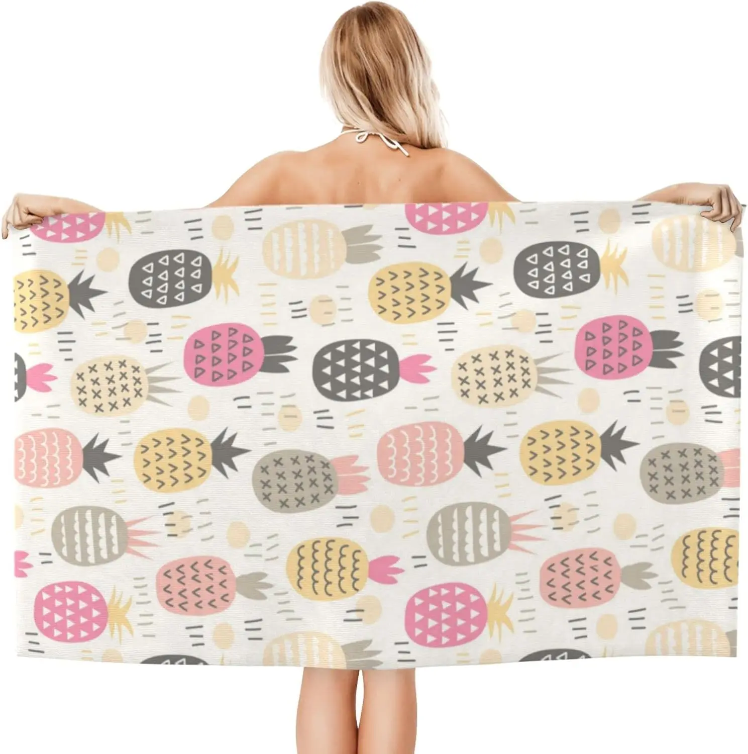 Colorful Microfiber Pineapple Beach Towel Blanket Lightweight Absorbent Quick Dry Sand Swimming Bath Pool Towel Women Girls