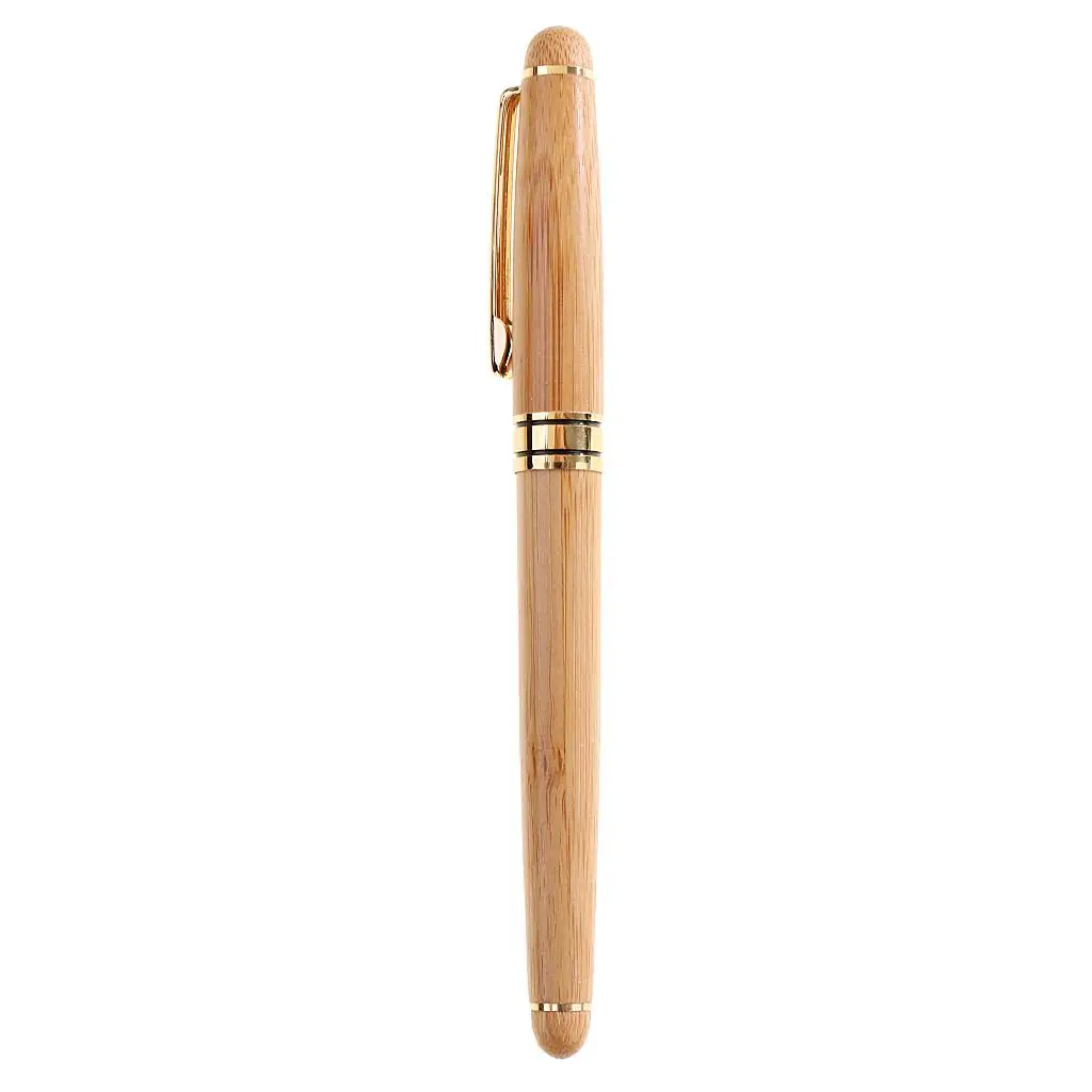 Polished Beige 14.5cm Bamboo Fountain Pens Smooth Writing for Writing Tools