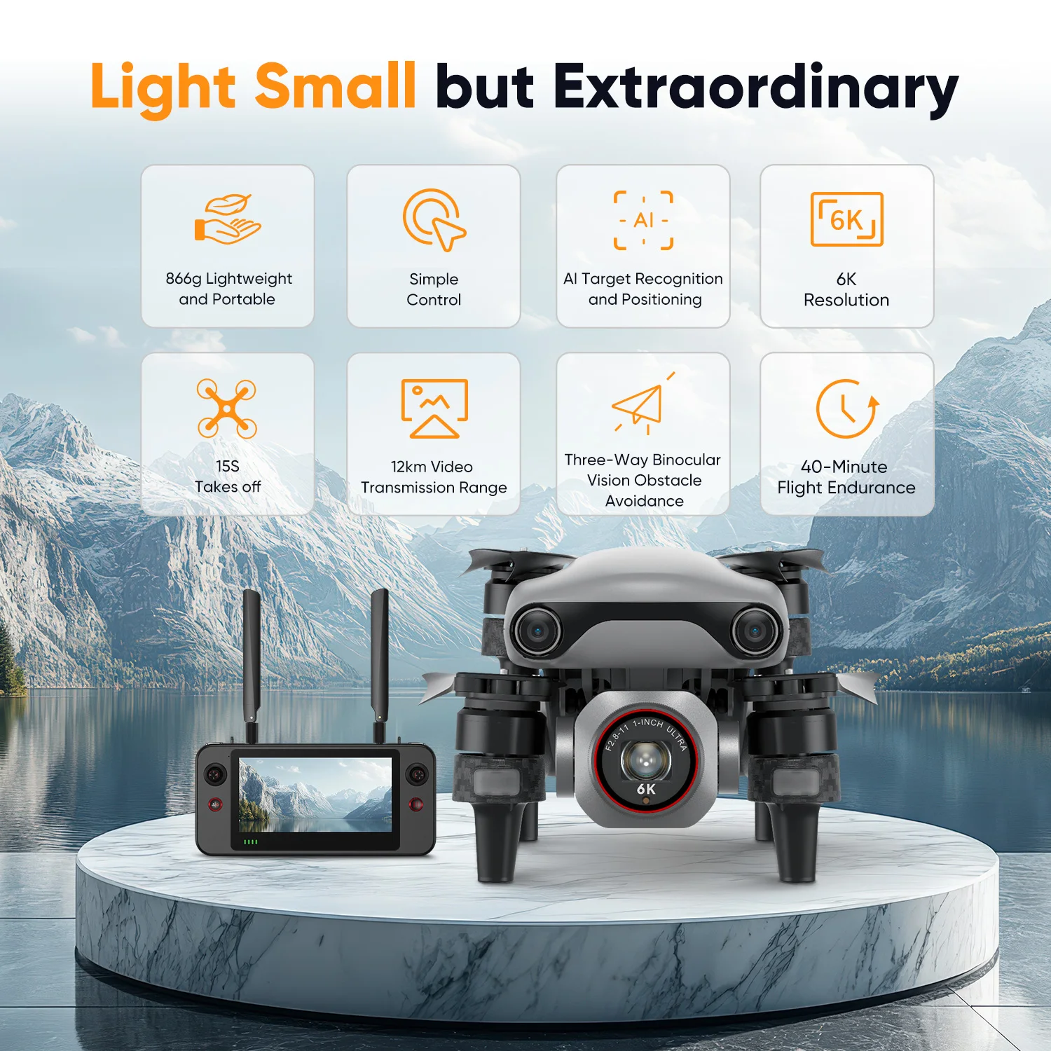 Autel Robotics EVO Lite 6K 3-axis Gimbal Camera Real time transmission Drone 6k Professional Camera Flight Software Equipped