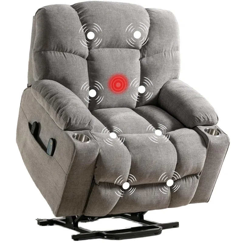 

Large electric recliner Electric lift Dual motor Heavy duty USB port Cup holder Pocket Grey - Tall for the elderly