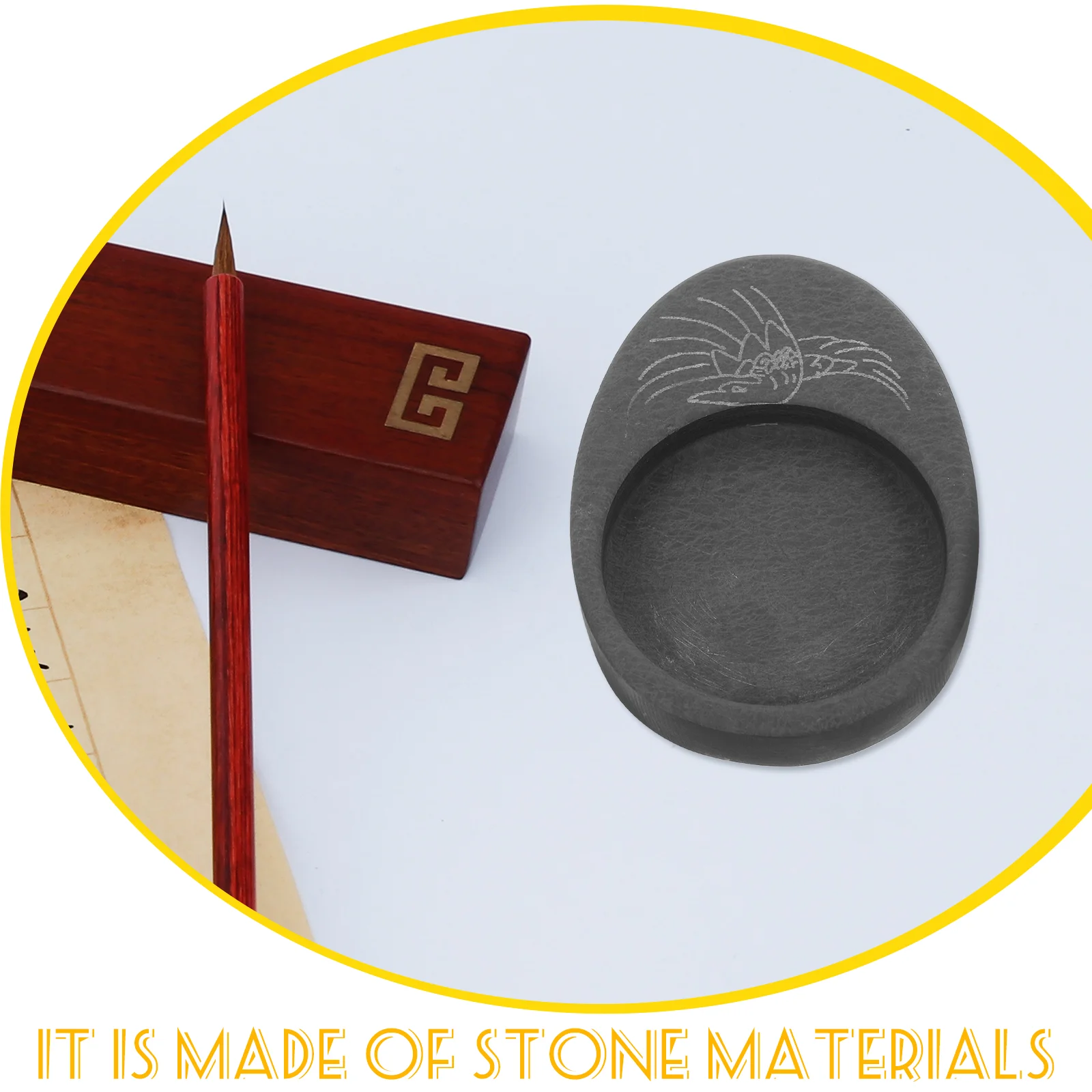 Round Inkstone Calligraphy Student Drawing Dish Brush Holder 800X640X120CM Chinese Preserve