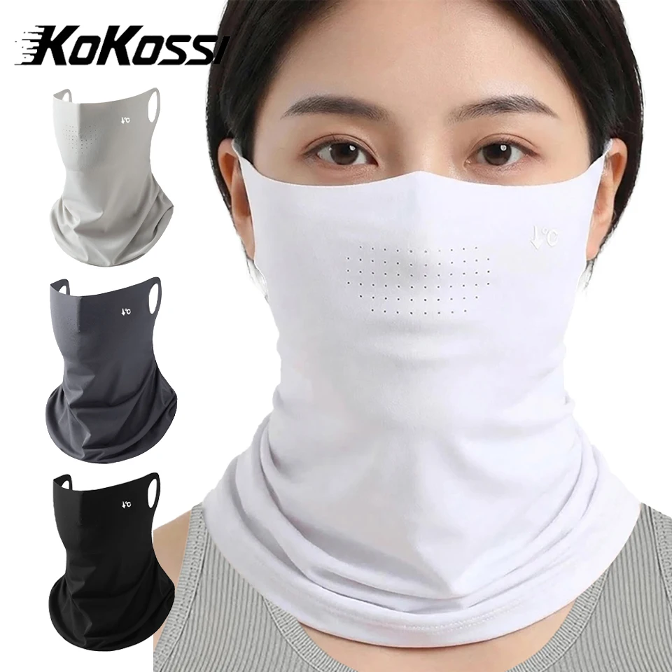 KoKossi Summer Breathable Skin-friendly Ice Silk Mask Face Neck Protection Sunshade Outdoor Sports Driving Cycling Men Women