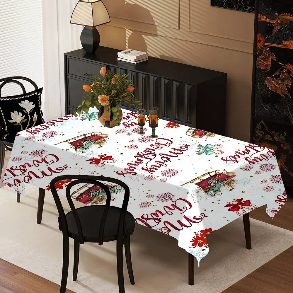 2026 عيد الميلاد مفرش طاولة مفرش المائدة زيت مقاوم للماء مقاومة للبقع قابل للمسح مستطيل الجدول #4