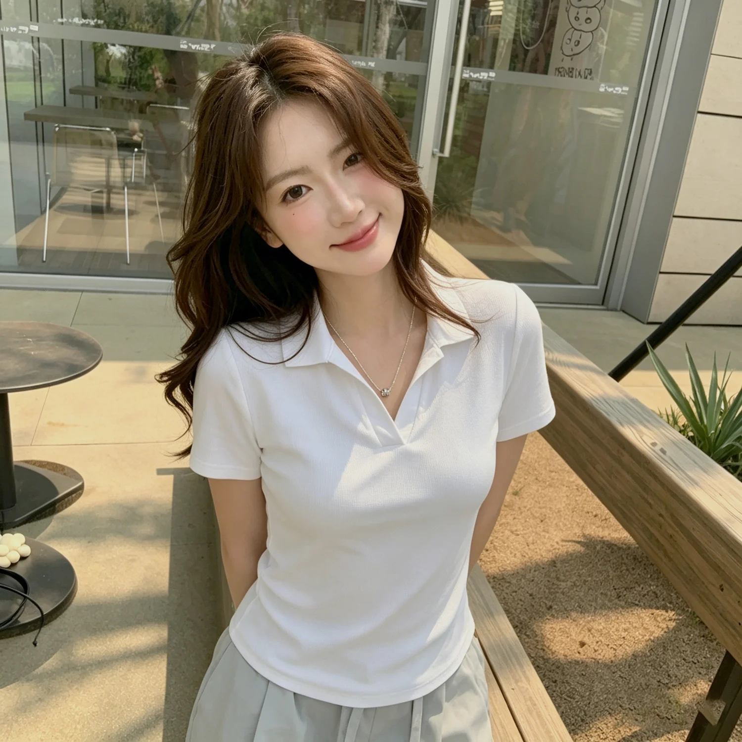 Slim Fit  Neck Short Sleeve T-Shirt Pure Color Summer Thin Minimalist Style Women's Fashion Top Simple Paper Person Image