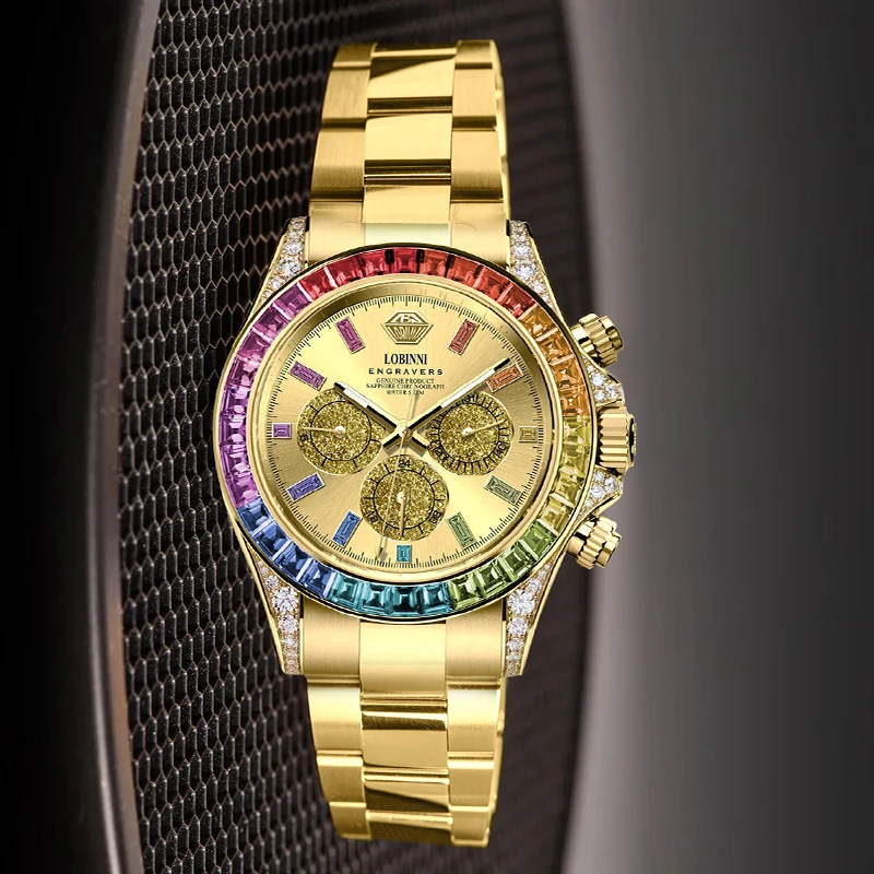 LOBINNI Новый Дизайнер Модные Мужские Механические Часы Золотые Водонепроницаемые JHB16 Механизм 40 мм Автоматические Часы 2025