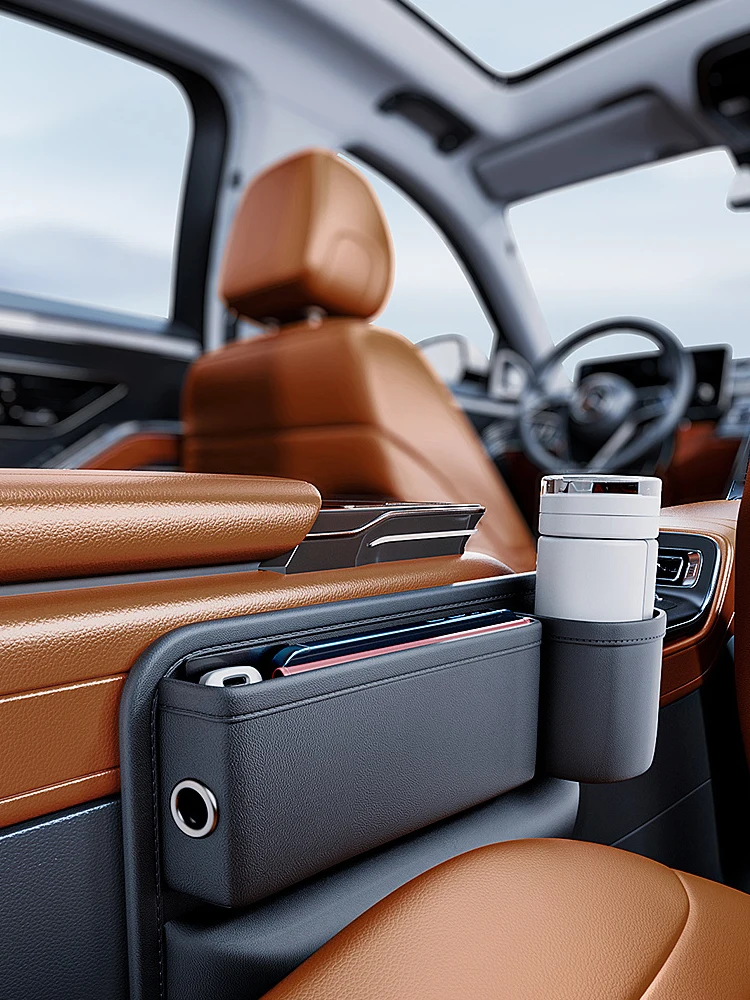 Seat Crevice Storage Box Car Seat Gap Organizer Side Storage Box Wallet Keys Card Phone Holder Master/Copilot Leather