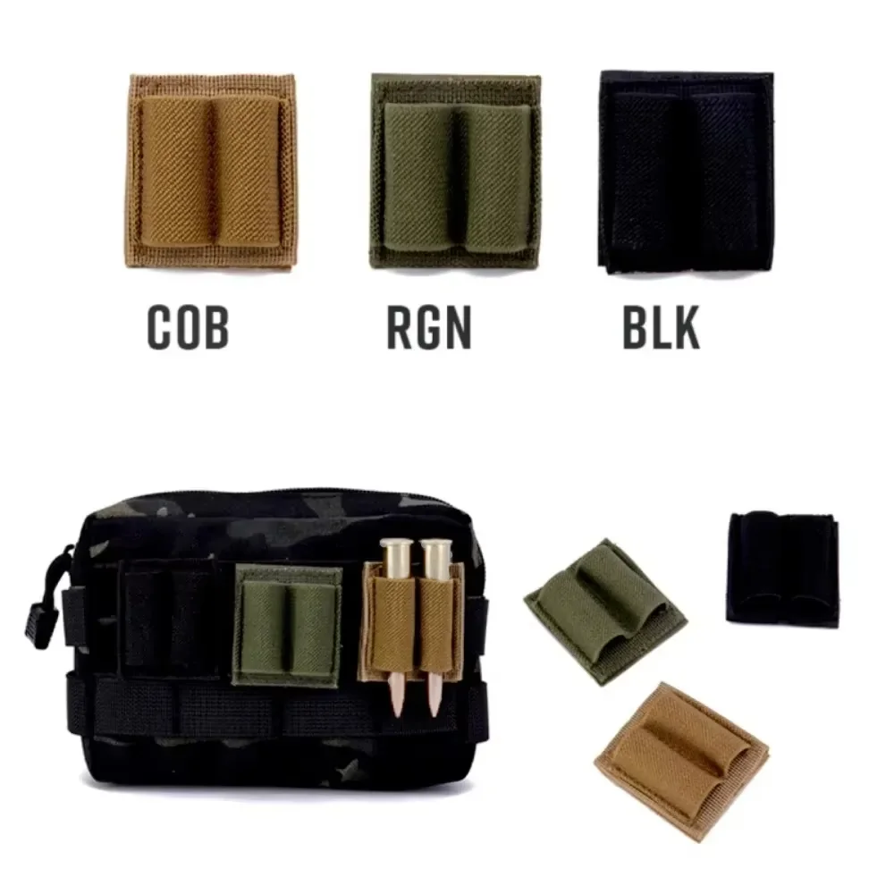 Tactical 2-Round Cartridge Holder Patch - Adhesive Hook Loop | Hunting Rifle M4 Shotgun Bullet Holder