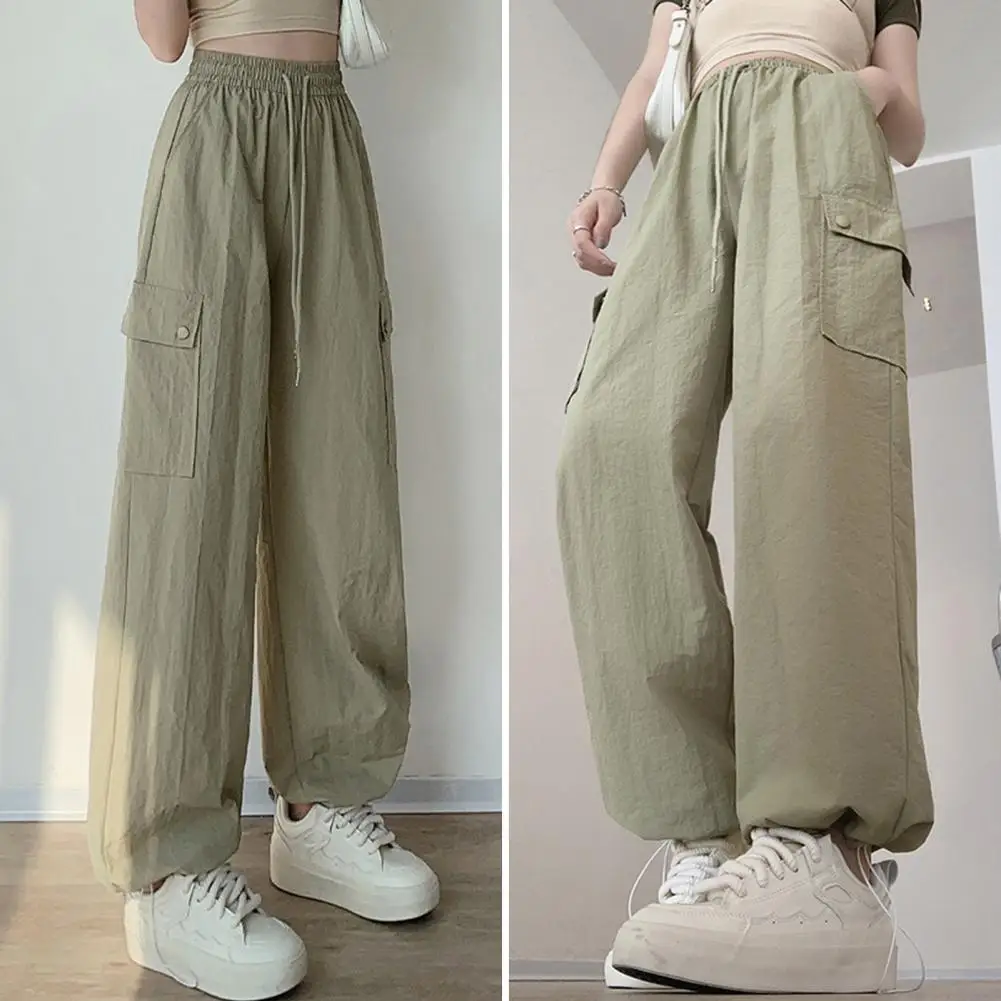 Women Multi-pocket Cargo Pants Flattering Leg Shape Pants Stylish Women's Cargo Pants with Multiple Pockets Elastic for Comfort