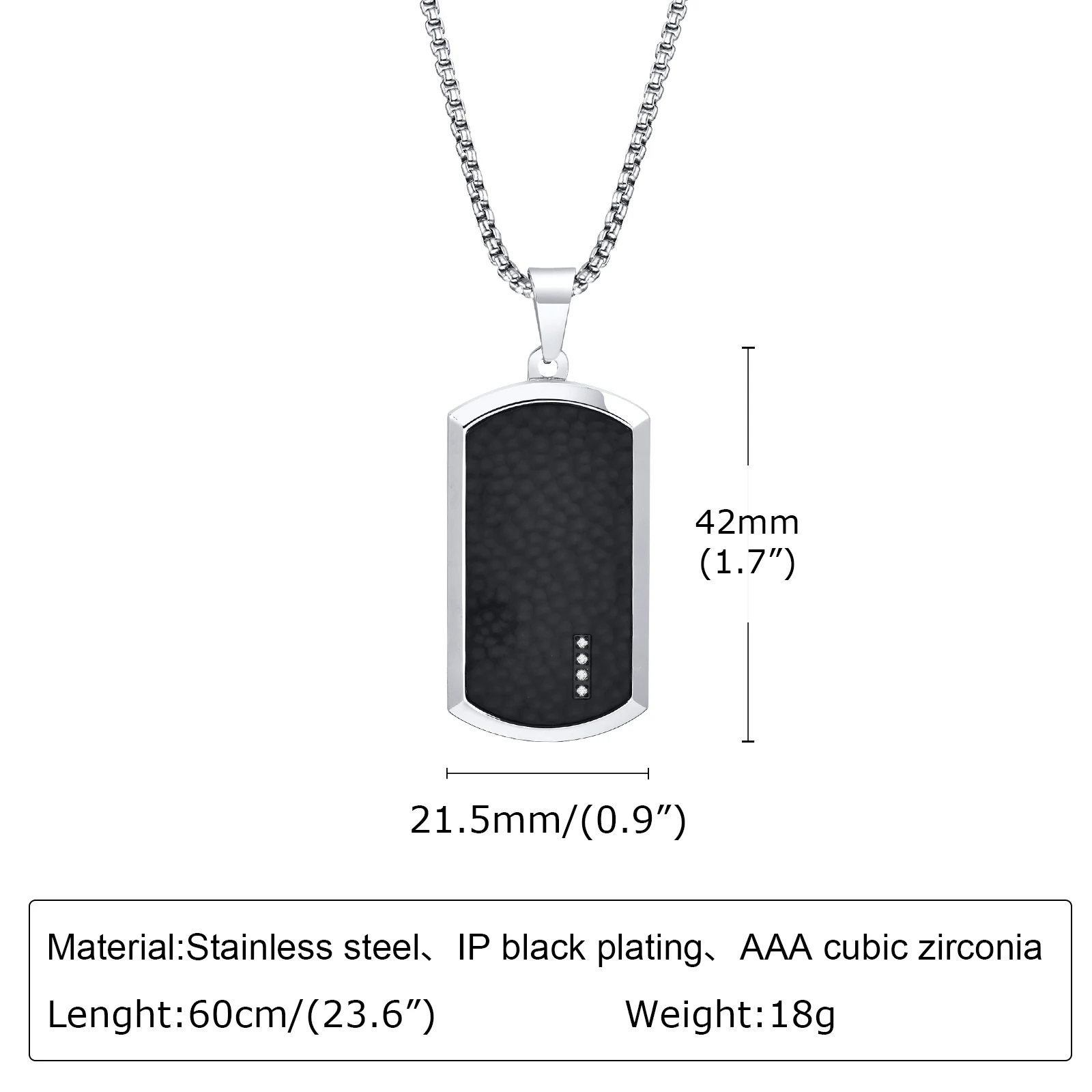 Mprainbow Men Hammered Dog Tag Necklace,Waterproof Stainless Steel Square Collar Birthday Christmas Gifts for Father Dad Husband