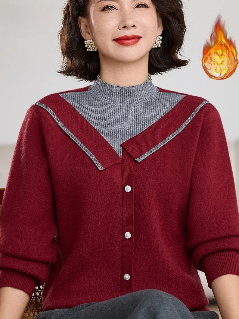 

Утепленная вязаная водолазка с высоким воротником для женщин среднего и старшего возраста: модный и теплый топ для мам