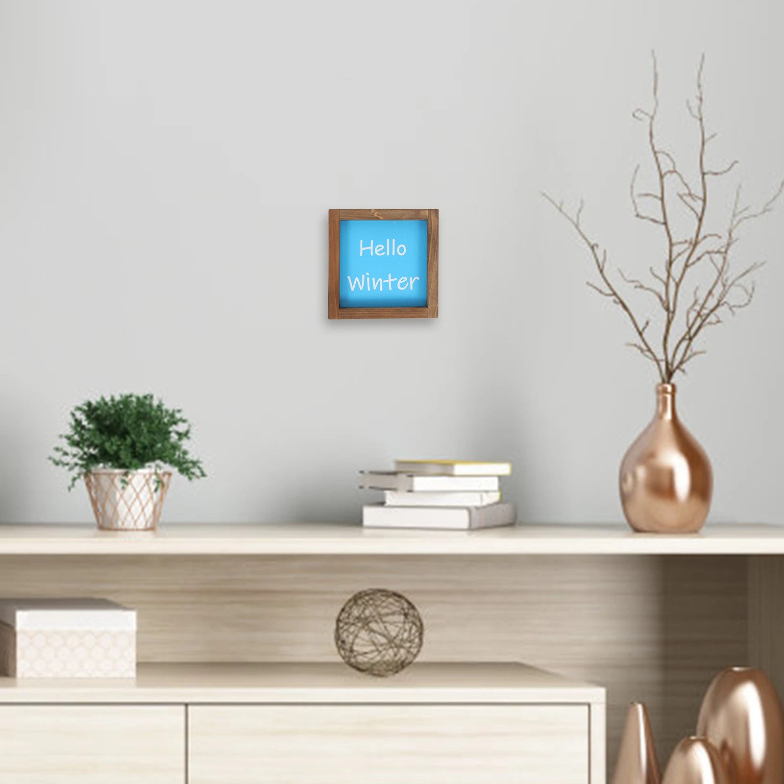

Wooden Table Top Centerpiece Winter Sign Farmhouse Decor for Home Office Bedroom Living Room Wall Hanging Or Desk Display