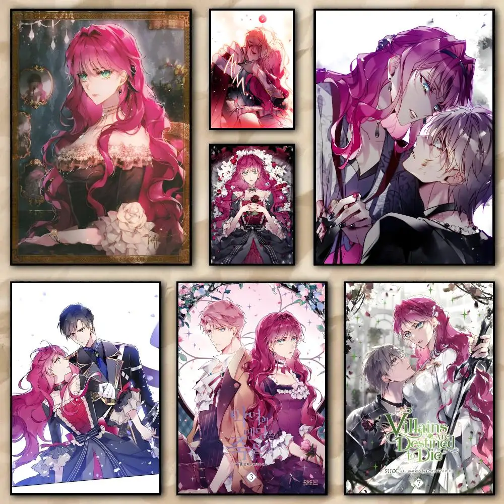 Villains Are Destined To Die Manhwa Poster Waterproof Sticky WallArt Print For Bedroom Living Room Hallway Bar Home Decor